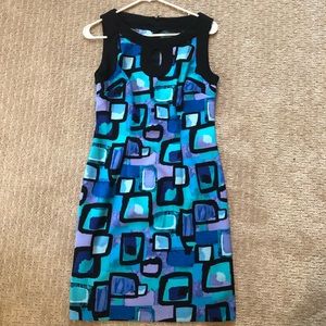 Blue and teal fitted dress